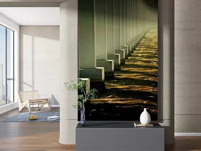 Modern Interior With Large Artwork And Minimalist Decor 3d model