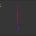 Fantasy Spear Weapon With Long Shaft Golden Tip And Blue Accents