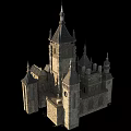 Ancient Gothic Architecture With Spires Stone Structure And Tall Towers Windows 3d model