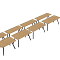 Modern Wooden Dining Table With Black Metal Legs And Rectangular Smooth Surface 3d model