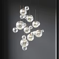 Modern Transparent Glass Ball Chandelier with Multiple Hanging Spherical Lights for Contemporary Interior Decor