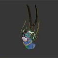 Futuristic Character Biomechanical Headpiece With Elaborate Mechanical Structure And Colorful Cybernetic Details