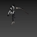 Game Movie Character 3D Model With White Black Gold Armor Long Sword And Crown Headpiece