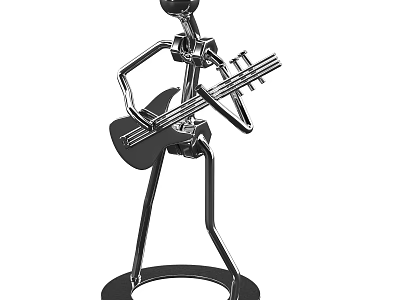 Modern Metal Guitar Musician Figurine Decorative Ornament for Home Tabletop Decoration 3d model