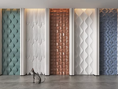 Decorative Wall Panels With Wavy Geometric And Textured Patterns In Various Colors 3d model