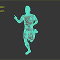 Soccer Player Game Character in Red Jersey With Green Socks Running And Pointing