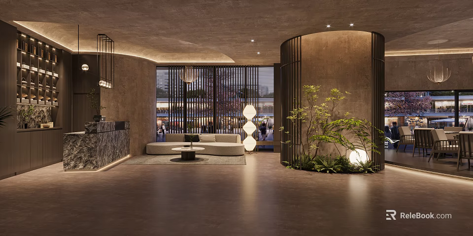 Luxurious Hotel Mahjong Room Interior With Comfortable Seats And Warm Lighting 3d model 