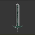 3D Green Glowing Sword Model With Transparent Blade And Decorative Hilt