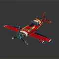 Red Blue And White Toy Airplane Model With Propeller On Dark Background