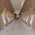 Modern Public Restroom With Urinals And Greenery