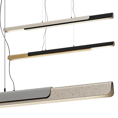Modern Linear Chandeliers With Sleek Design And Gray Black Gold Finishes 3d model