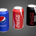 Popular Carbonated Beverage Cans Including Pepsi Coca Cola And Coca Cola Zero