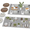 Modern Tableware Combination Dishes Knife and Fork Cup 3d model