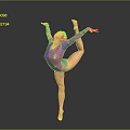 Female Dancer In Purple Leotard Striking Dance Pose With Lifted Leg And Extended Arms