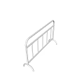 Sturdy Silver Metal Fence with Horizontal Vertical Bars and Curved Support Feet