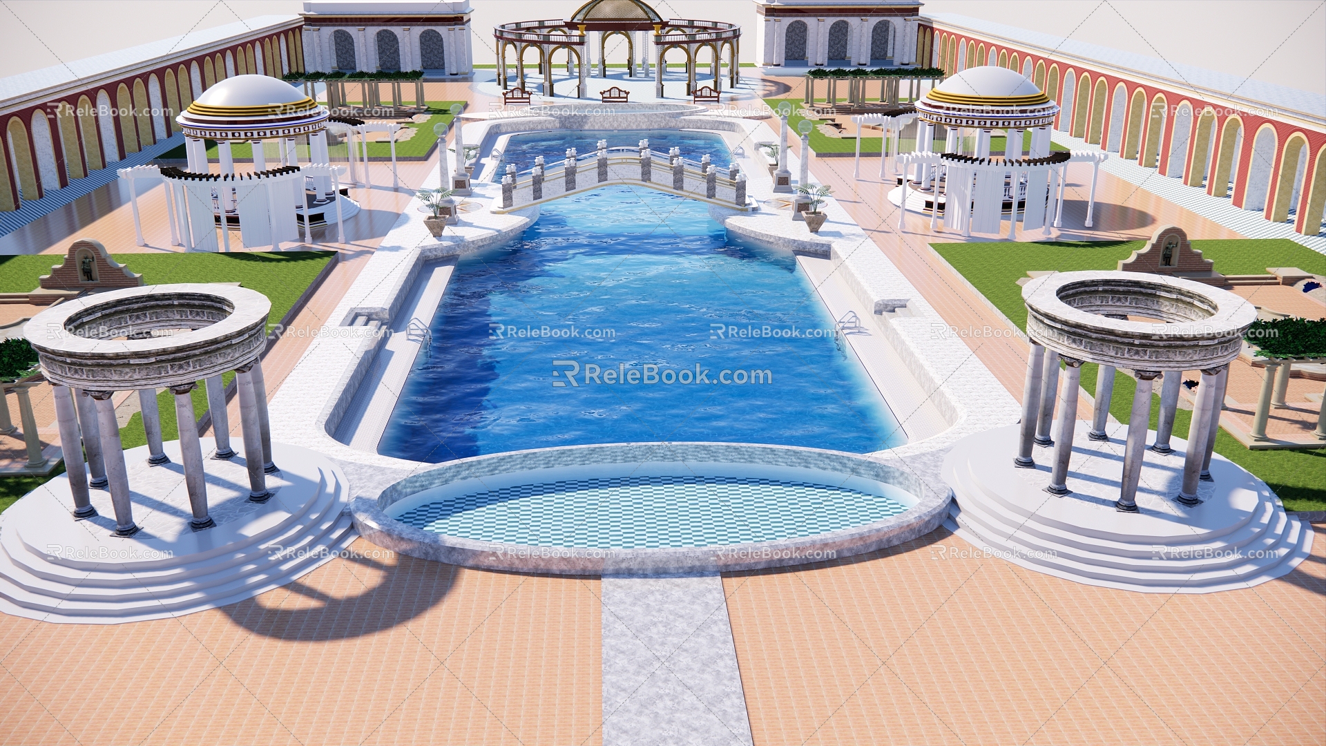 Swimming pool Outdoor swimming pool pavilion 3d model