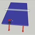 Sports Equipment Table Tennis Table with Blue Tabletop Red Curved Legs Net Paddle and Ball
