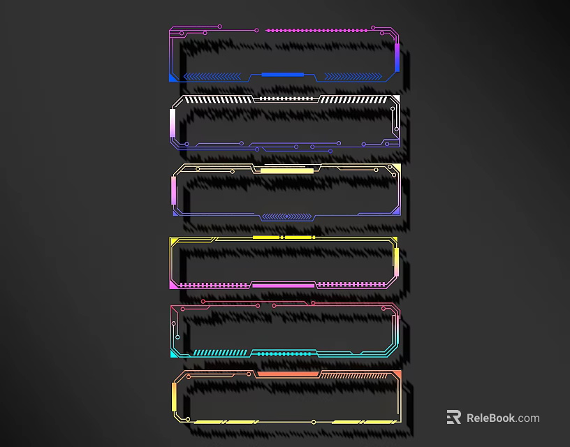 Colorful Lines With Multiple Hues Arranged As Vertical Frames On Dark Background 3d model 