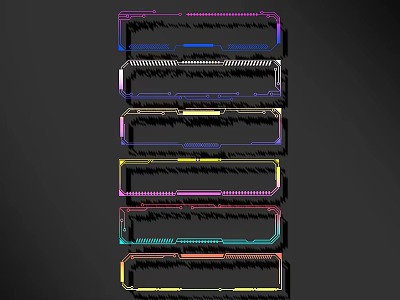Colorful Lines With Multiple Hues Arranged As Vertical Frames On Dark Background 3d model
