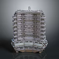 Modern Multi story Building Model Featuring Complex Structure Balconies And Geometric Design 3d model