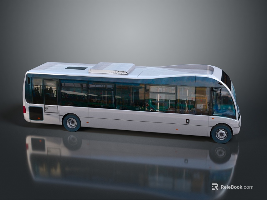 Modern Urban White Bus Design With Large Glass Windows And Sleek Reflective Body 3d model 