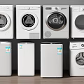 Multiple White Washing Machines in Different Styles for Home Appliance 3d model