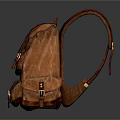 Brown Leather Backpack With Vintage Straps And Classic Metal Buckle Design
