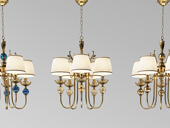 European-style chandelier metal chandelier combination 3d model