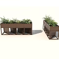 Garden Decorative Planters With Brown Frame And Green Plants For Outdoor Use