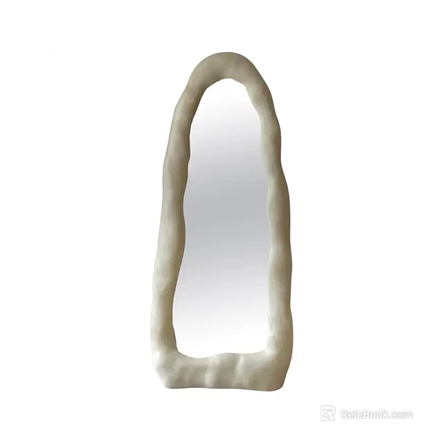 Artistic Irregular Shaped Mirror With Creamy White Textured Frame Design 3d model 