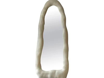Artistic Irregular Shaped Mirror With Creamy White Textured Frame Design 3d model