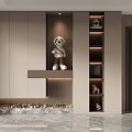 Elegant Modern Shoe Cabinet With Layered Design Astronaut Figurine LED Lighting And Marble Countertop