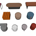 Modern Sofa Stool Bench Casual Bench Round Stool 3d model