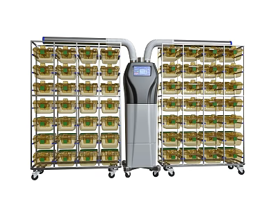 Mobile Medical Equipment With Multiple Storage Shelves And Digital Display Console 3d model