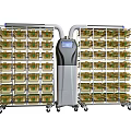 Mobile Medical Equipment With Multiple Storage Shelves And Digital Display Console 3d model