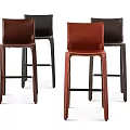 Modern Black Leather Bar Stool With Sleek Backrest For Kitchen Bar Use 3d model