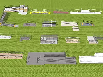 Various Road Facilities Models Including Guardrails Ramps Steps And Structural Elements 3d model