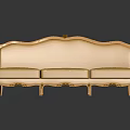 Luxury Yellow Sofa Featuring Ornate Gold Frame Curved Edges and Elegant Design
