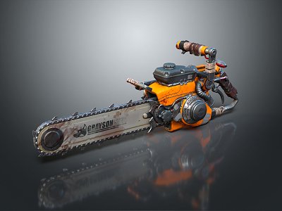 modern chainsaw handheld chainsaw weapon 3d model