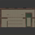 Cartoon Scene of Wooden Bar Interior With Counter Stools Decorative Plants and Rustic Roof