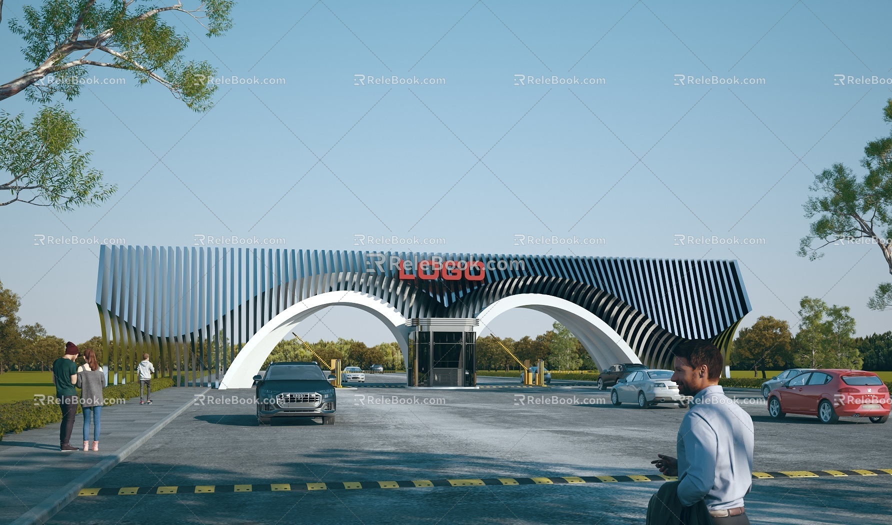 Modern Gate Gate Building Factory Gate Guard Recorder Room Gate Entrance Park Gate Gate Gate 3d model