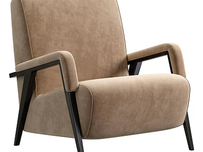 Modern Light Brown Upholstered Single Sofa With Black Frame And Comfortable Seating Design 3d model