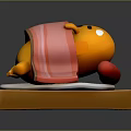 Lazy Yellow Cartoon Character Wrapped In Bacon And Lying On Square Bread Slice