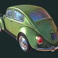 Vintage Green Beetle Car With Rounded Body Design And Shiny Silver Wheels 3d model