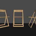 Three Wooden Folding Leisure Chairs Displayed in Different Angles 3d model