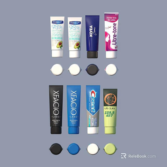 Assorted Daily Personal Care Products With Tubes And Containers From Various Brands 3d model 