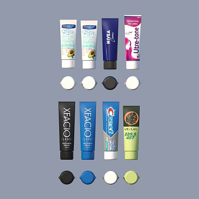 Assorted Daily Personal Care Products With Tubes And Containers From Various Brands 3d model