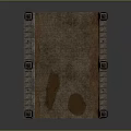 Ancient Architectural Wall Scenery with Arched Doors Stone Pillars Iron Fences Stone Path and Puddle