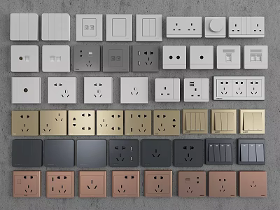 Collection of Assorted Switch Panels In Various Colors And Different Designs 3d model