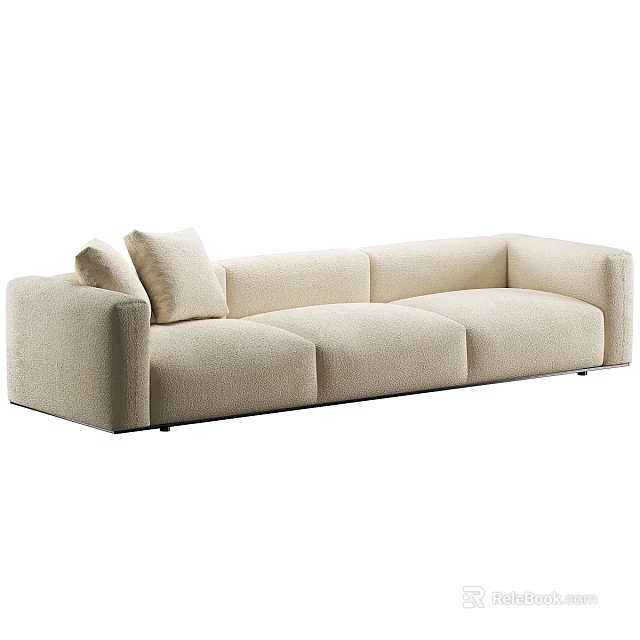 Modern Beige Modular Sofa With Comfortable Cushions For Living Room 3d model 